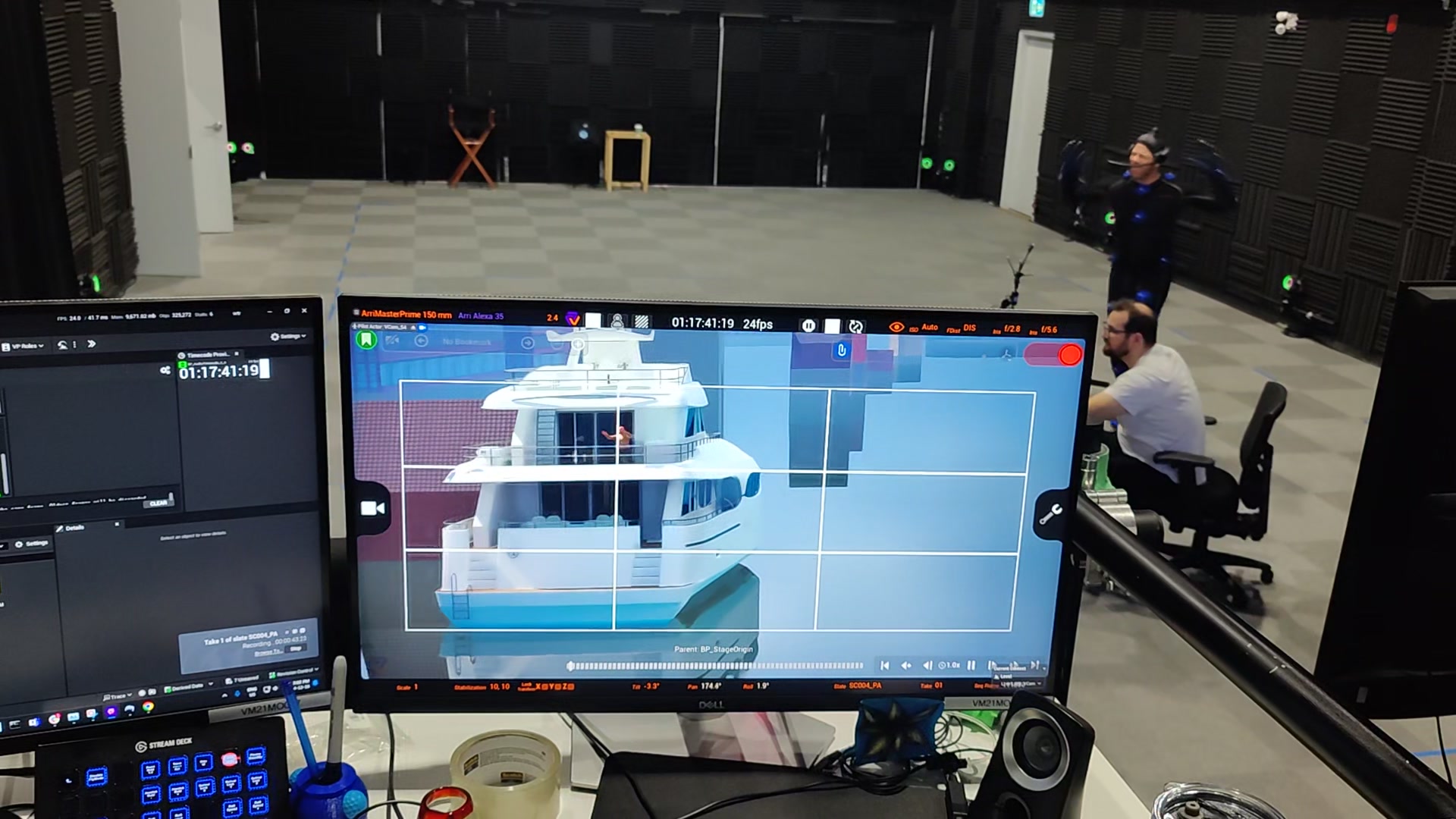 The Stream Deck XL on the brain-bar desk during a live take
